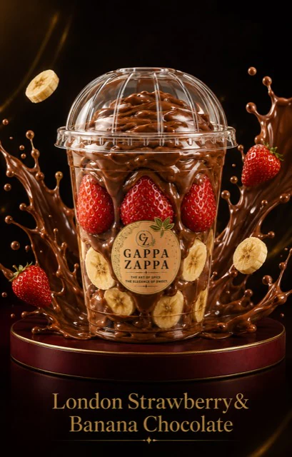 London Strawberry and Banana Chocolate cup