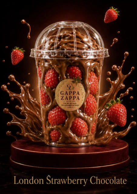 London Strawberry Chocolate cup with fresh strawberries and milk chocolate